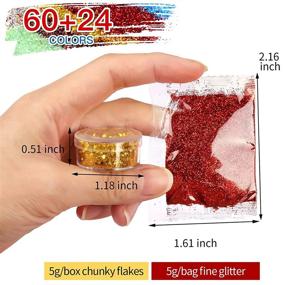 img 3 attached to YGDZ Chunky Glitter Set - 60 Colors 300g Fine Glitter Packs + 24 Colors 120g Chunky Glitter Sequins for Nails Face Body Eye Hair Makeup, Festival Art Crafts, Resin Glitter