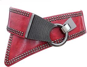 img 4 attached to Womens Leather Elastic Waistband Studded Women's Accessories for Belts