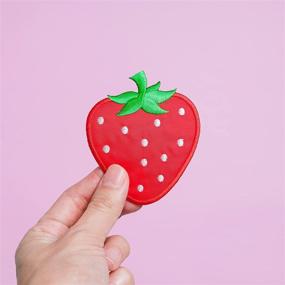 img 1 attached to 🍓 5 штук клейких земляничных латчиков для одежды - милые и яркие накладные латчики с изображением земляники - веселые фруктовые клейкие латчики - привлекательные фруктовые накатки на жакеты - кавайные железные накатки - идеально подходят для искусства или веселых проектов, обязательно привлекающих внимание