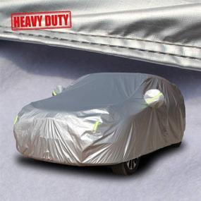 img 4 attached to Shieldo Heavy Duty Car Cover: 100% Waterproof, All Season, Windproof Straps, and Buckles - Ideal for 196-210 inch SUVs