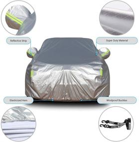 img 1 attached to Shieldo Heavy Duty Car Cover: 100% Waterproof, All Season, Windproof Straps, and Buckles - Ideal for 196-210 inch SUVs