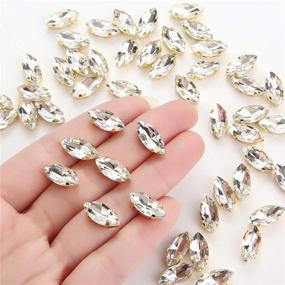 img 4 attached to Choupee Navette Sew-On Rhinestone 50pcs Horse Eyes Sew-On Claw Rhinestone 7x15mm Gold-Plated Prong-Set Rhinestones for Dresses, Clothing, Handbags, Footwear