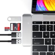 🔌 satechi aluminum 3-in-1 combo hub adapter with 3 usb 3.0 ports and micro/sd card reader - compatible with macbook 12-inch (2015-2018) and more - silver logo