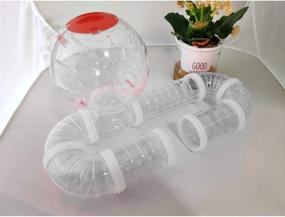 img 2 attached to Expand Your Hamster Cage Space with WishLotus Hamster Tubes - Creative Transparent DIY Connection Tunnel Set, Including Adventure External Pipe and 2 Pipe Connection Plates. The Ultimate Hamster Accessories and Toys!