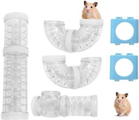 img 4 attached to Expand Your Hamster Cage Space with WishLotus Hamster Tubes - Creative Transparent DIY Connection Tunnel Set, Including Adventure External Pipe and 2 Pipe Connection Plates. The Ultimate Hamster Accessories and Toys!
