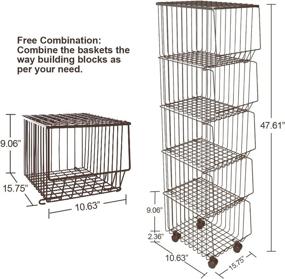 img 3 attached to Efficiently Organize with BENOSS 5 Layer Metal Wire Basket: Rolling Fruit Storage Organizer with Wheels and Stackable Design for Kitchen, Pantry, Bathroom, Laundry Room, Garage