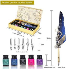 img 3 attached to ✒️ NC Feather Pen Ink Set: Complete Calligraphy Kit with 5 Ink Bottles, 6 Nibs, and Mechanical Quill Pen - Perfect for Writing, Signing, and Invitations (Navy Blue)