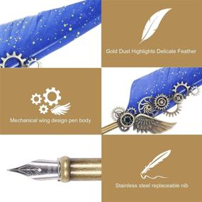 img 2 attached to ✒️ NC Feather Pen Ink Set: Complete Calligraphy Kit with 5 Ink Bottles, 6 Nibs, and Mechanical Quill Pen - Perfect for Writing, Signing, and Invitations (Navy Blue)