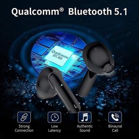 img 1 attached to 🎧 Беспроводные стереонаушники высокой производительности True Wireless Stereo - Bluetooth 5.1, двойной микрофон с подавлением шума, сенсорное управление - 24 часа воспроизведения - совместимость с iPhone/Samsung/Android/Apple AirPods