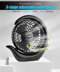 img 1 attached to 🔋 Viniper Battery Operated Fan, Small Desk Fan: 3 Speeds &amp; Extended Working Time up to 24 Hours, 180° Rotation, Portable USB Rechargeable Fan - Small yet Powerful for Home/Office (6.2 inch, Black)