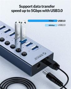 img 1 attached to 🔌 ORICO USB 3.0 Hub: 13-Port Powered Data Hub with Switches and Indicator, 12V Adapter, BC1.2 Charging - Ideal USB Extension for iMac Pro, MacBook Air/Mini, PS4, Surface Pro, PC