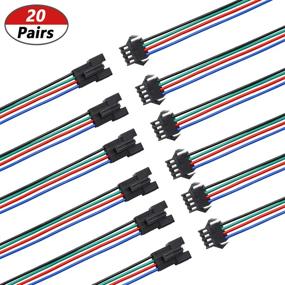 img 1 attached to 20 Pairs JST SM Plug 4 Pin Male to Female LED Wire Connector Adapter Electrical Cable 150mm for SM-4P, 22 AWG