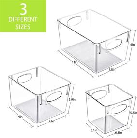 img 3 attached to Clear Plastic Pantry Organizer Bins with Handle - 6 Pack | Food Storage Bins 🗄️ for Kitchen, Cabinet, Countertop, Refrigerator, Freezer, Bathroom | Organizing and Storing Pantry Essentials | Food Safe