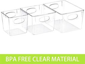 img 2 attached to Clear Plastic Pantry Organizer Bins with Handle - 6 Pack | Food Storage Bins 🗄️ for Kitchen, Cabinet, Countertop, Refrigerator, Freezer, Bathroom | Organizing and Storing Pantry Essentials | Food Safe