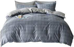 img 4 attached to 🛏️ Premium Comfort & Quality King Size Duvet Cover (104x90) - Grey Checkered Pattern | 5 Piece Set (1 Duvet Cover, 2 Pillow Shams, 2 Pillow Covers) | Ultra-Soft Microfiber | Zipper Closure & Corner Ties