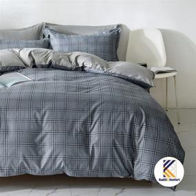 img 1 attached to 🛏️ Premium Comfort & Quality King Size Duvet Cover (104x90) - Grey Checkered Pattern | 5 Piece Set (1 Duvet Cover, 2 Pillow Shams, 2 Pillow Covers) | Ultra-Soft Microfiber | Zipper Closure & Corner Ties