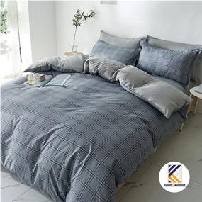img 3 attached to 🛏️ Premium Comfort & Quality King Size Duvet Cover (104x90) - Grey Checkered Pattern | 5 Piece Set (1 Duvet Cover, 2 Pillow Shams, 2 Pillow Covers) | Ultra-Soft Microfiber | Zipper Closure & Corner Ties