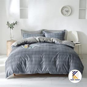 img 2 attached to 🛏️ Premium Comfort & Quality King Size Duvet Cover (104x90) - Grey Checkered Pattern | 5 Piece Set (1 Duvet Cover, 2 Pillow Shams, 2 Pillow Covers) | Ultra-Soft Microfiber | Zipper Closure & Corner Ties