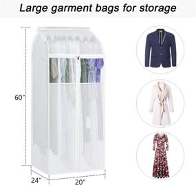 img 3 attached to 👗 Zilink Large Garment Storage Bags 60 inches: Optimal Hanging Garment Rack Cover for Suit Coats, Long Dresses, Organizer Clothes Protector - Closet Storage Solution