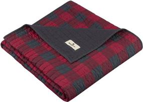 img 3 attached to 🔴 Woolrich Check Luxury Quilted Throw Red 50x70 Plaid Premium Soft Cozy 100% Cotton - Perfect Bed, Couch, or Sofa Addition