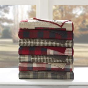 img 2 attached to 🔴 Woolrich Check Luxury Quilted Throw Red 50x70 Plaid Premium Soft Cozy 100% Cotton - Perfect Bed, Couch, or Sofa Addition