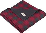🔴 woolrich check luxury quilted throw red 50x70 plaid premium soft cozy 100% cotton - perfect bed, couch, or sofa addition logo
