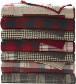 img 1 attached to 🔴 Woolrich Check Luxury Quilted Throw Red 50x70 Plaid Premium Soft Cozy 100% Cotton - Perfect Bed, Couch, or Sofa Addition