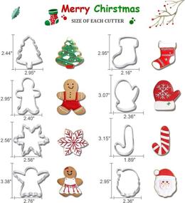 img 2 attached to 🍪 8-Piece Winter Christmas Cookie Cutter Set - Stainless Steel with Gingerbread Men, Christmas Tree, Snowflake, Candy Cane, Angel, Santa Face, Stocking, and Mitten - Includes Decorating Instructions