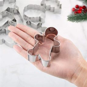 img 3 attached to 🍪 8-Piece Winter Christmas Cookie Cutter Set - Stainless Steel with Gingerbread Men, Christmas Tree, Snowflake, Candy Cane, Angel, Santa Face, Stocking, and Mitten - Includes Decorating Instructions