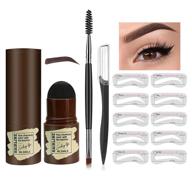 🏻 effortless eyebrow perfection: eyebrow stamp and stencil kit with long-lasting waterproof dark brown powder logo