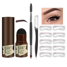 img 4 attached to 🏻 Effortless Eyebrow Perfection: Eyebrow Stamp and Stencil Kit with Long-lasting Waterproof Dark Brown Powder