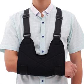 img 4 attached to 🤕 Breathable Arm Sling with Adjustable Split Strap for Shoulder Immobilization - Relieve Pain & Support, Adult Size