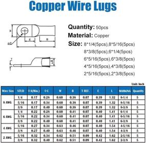 img 2 attached to 🔌 UL Listed Heavy Duty Wire Lugs Assortment Kit - 50pcs Copper Eyelets Tubular Ring Terminals for Battery Cable Connections