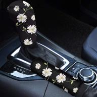 🌼 wanyint daisy floral print neoprene auto handbrake and gear shift knob cover set: stylish car interior decor accessories for ladies logo