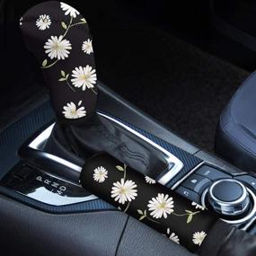 img 3 attached to 🌼 Wanyint Daisy Floral Print Neoprene Auto Handbrake and Gear Shift Knob Cover Set: Stylish Car Interior Decor Accessories for Ladies