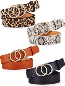 img 4 attached to Double Buckle Leather Pieces: Women's Accessories for Enhanced Style and Versatility