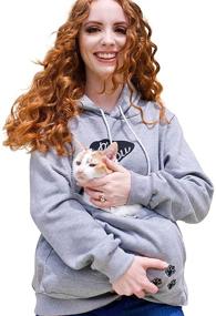 img 4 attached to 🐾 Pet Holder Carrier Sweatshirt for Women - Fleece Big Pouch Pullover Hoodie for Dog and Cat