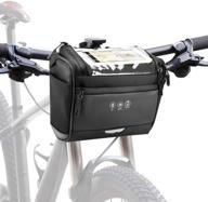 🚴 allnice bike handlebar bag: water resistant front basket for cycling, 6 inch touchscreen window, detachable shoulder strap, 3.5l capacity (black) logo