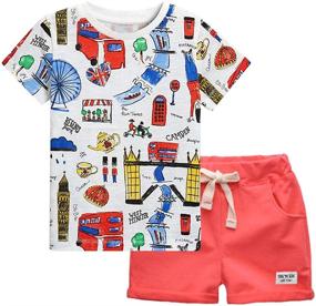 img 4 attached to Kids Shorts Set: 100% Cotton, Short Sleeve T-Shirts and Shorts Clothing Sets for Toddlers - 2PCS, Perfect for Summer