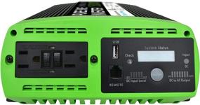 img 1 attached to 🔋 GoWISE Power 1500W Pure Sine Wave Inverter with Digital LCD Display, Black/Green - 1500W Continuous/3000W Surge Peak Power (PS1008)