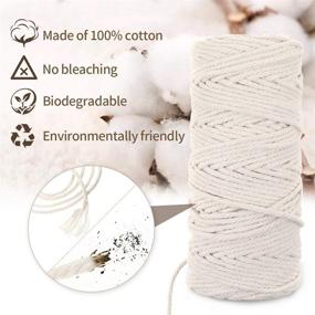 img 2 attached to 🧶 Beginner Macrame Kit - 111pcs, 109 Yards, 3mm Natural Macrame Rope with Wooden Sticks, Rings, Beads - DIY for Plant Hangers, Crafts, Knitting