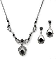 exquisite mariell jet hematite black vintage crystal necklace & earrings set: perfect for prom, bridal, and bridesmaids logo