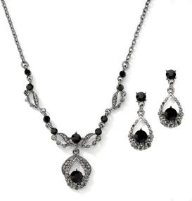 img 4 attached to Изысканный комплект украшений Mariell Jet Hematite Black Vintage Crystal: идеально подходит для выпускного вечера, свадьбы и подружек невест.