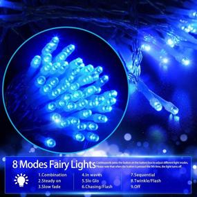 img 2 attached to 33FT 100 LED Battery Operated Fairy String Lights – Blue | Waterproof, Timer, Memory Function, 8 Lighting Modes | for Indoor Outdoor Xmas Halloween Wedding