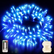 33ft 100 led battery operated fairy string lights – blue | waterproof, timer, memory function, 8 lighting modes | for indoor outdoor xmas halloween wedding logo