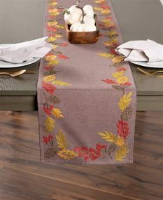 img 1 attached to DII CAMZ10647 Embroidered Leaves Perfect Thanksgiving