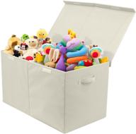 sorbus large beige toy chest with flip-top lid - collapsible storage for nursery, playroom, closet & home organization logo