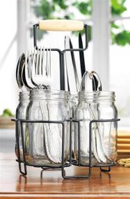 img 1 attached to 🍽️ Mason Jar Kitchen Utensil Cutlery Organizer: Vintage Style Silverware Holder for Countertop Storage, Home & Party Drinkware Set