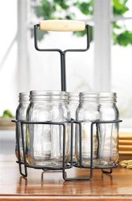 img 2 attached to 🍽️ Mason Jar Kitchen Utensil Cutlery Organizer: Vintage Style Silverware Holder for Countertop Storage, Home & Party Drinkware Set