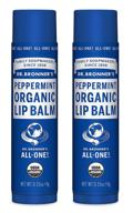 🍃 organic peppermint lip balm by dr. bronner's - 0.15 oz (2 pack) logo